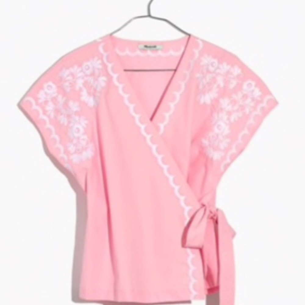 Madewell Embroidered Wrap Top